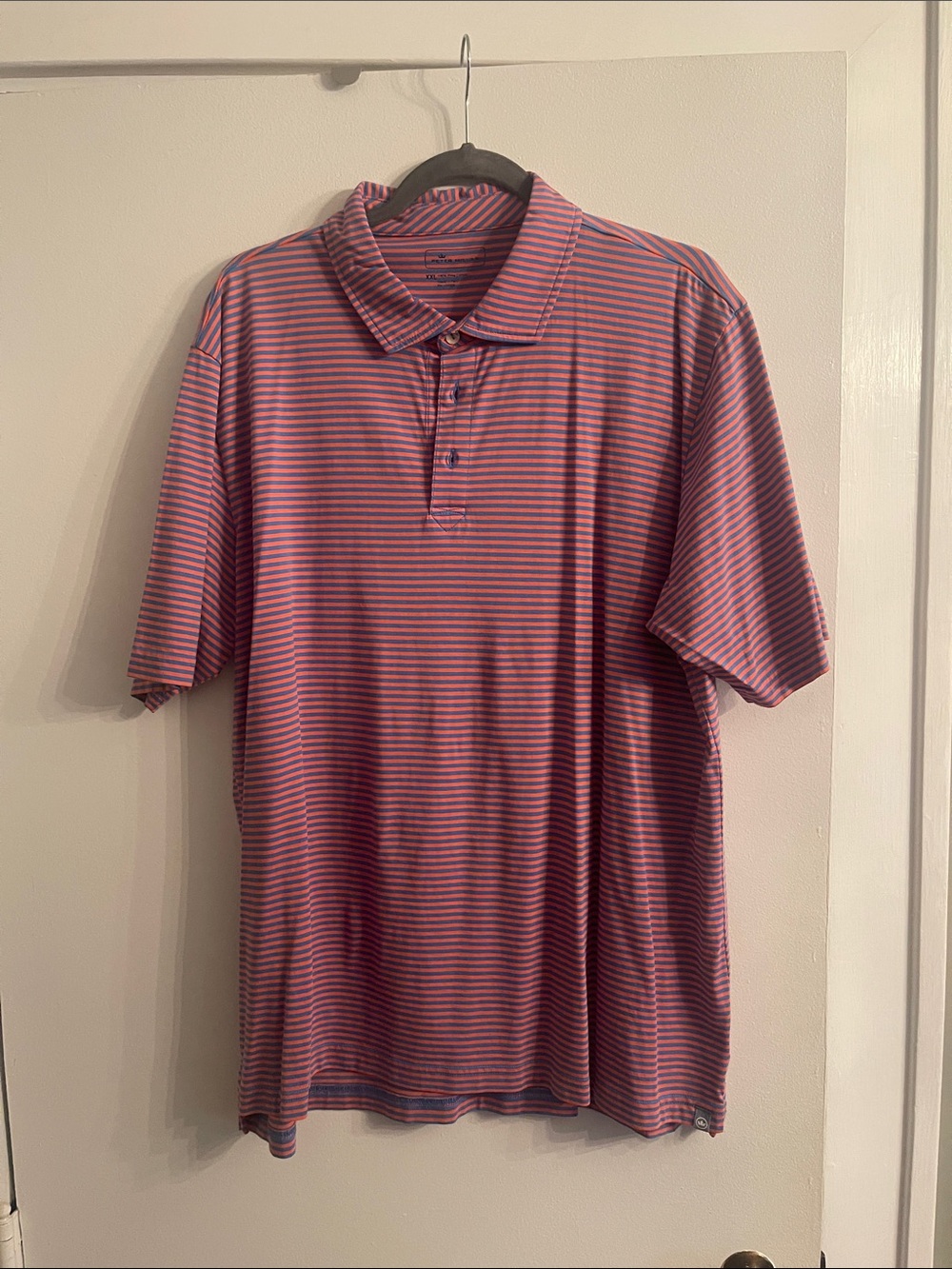 Peter Millar Pink and Blue Striped Polo